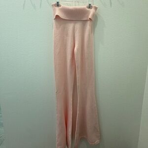 Edikted pink knit flared fold over pants